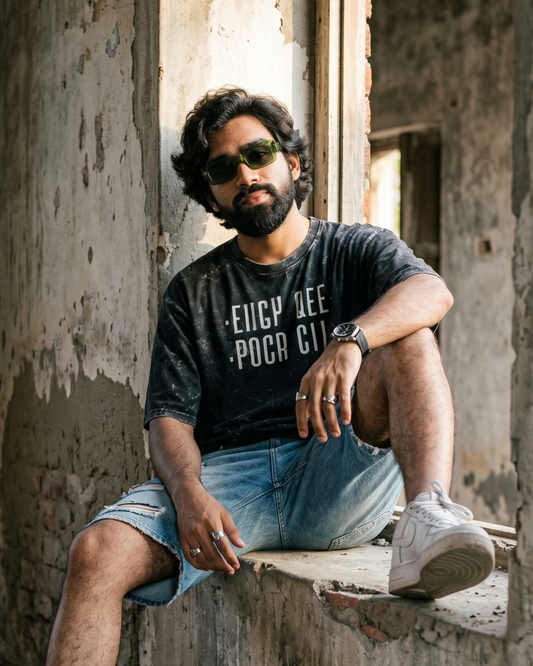 F Off - Acid Washed Oversized Tee