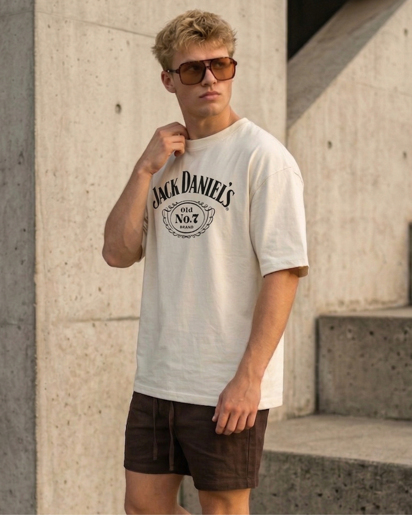 JD Old No. 7 – Off-White Oversized Tee