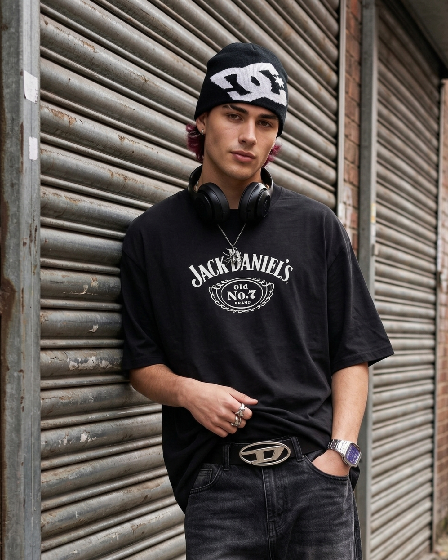 JD Old No. 7 – Black Oversized Tee