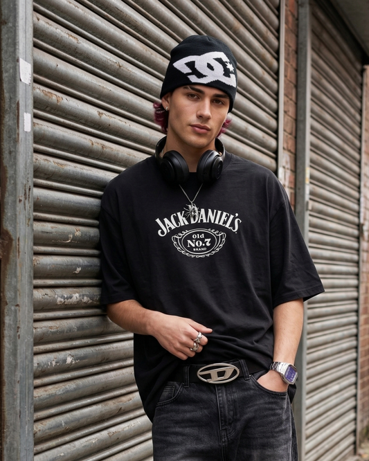 JD Old No. 7 – Black Oversized Tee