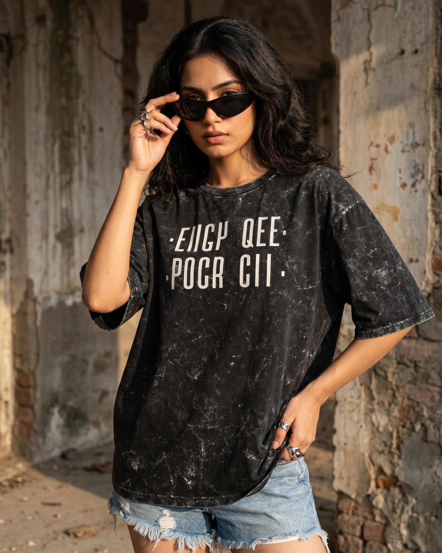 F Off - Acid Washed Oversized Tee