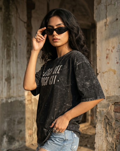 F Off - Acid Washed Oversized Tee