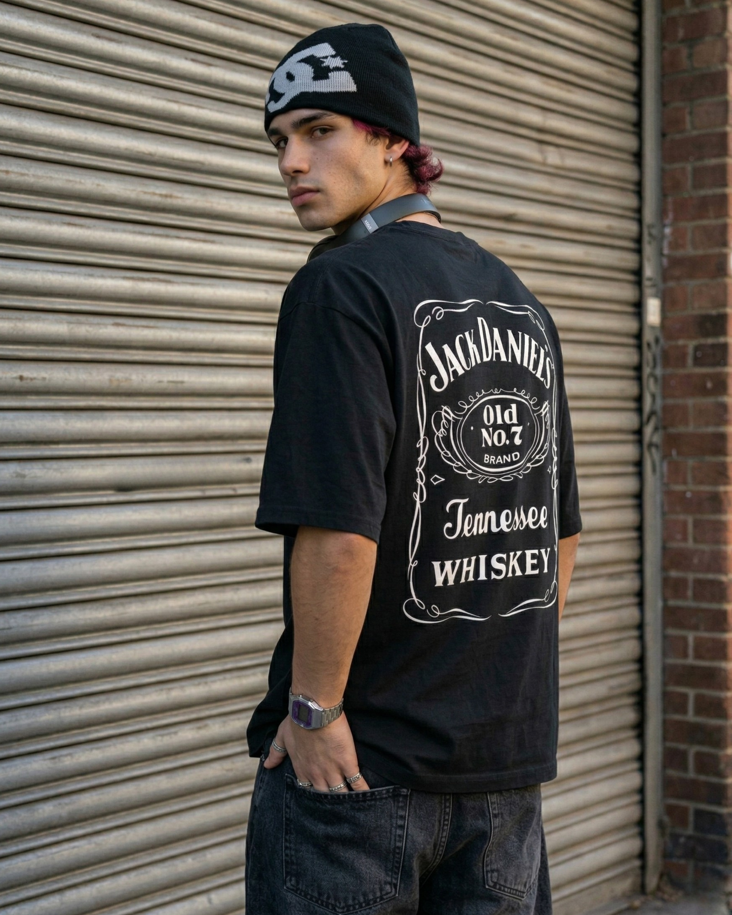 JD Old No. 7 – Black Oversized Tee